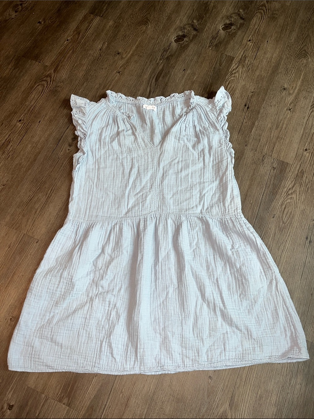VELVET BY GRAHAM & SPENCER Baby Blue Ruffle-Trim Mini Dress